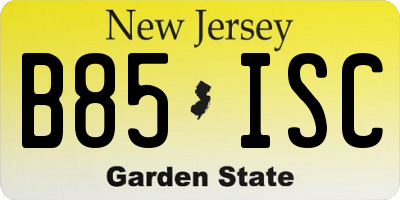 NJ license plate B85ISC