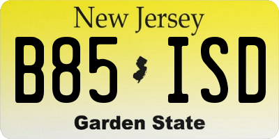 NJ license plate B85ISD