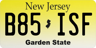 NJ license plate B85ISF