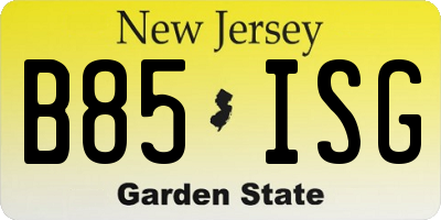 NJ license plate B85ISG