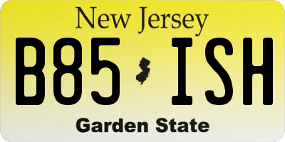 NJ license plate B85ISH