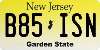 NJ license plate B85ISN