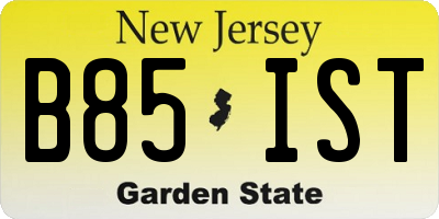 NJ license plate B85IST