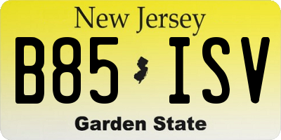 NJ license plate B85ISV