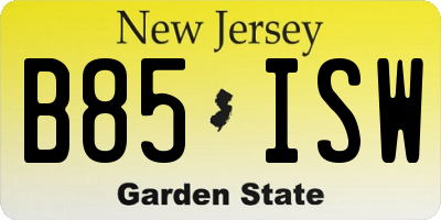 NJ license plate B85ISW