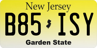 NJ license plate B85ISY
