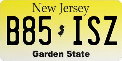NJ license plate B85ISZ