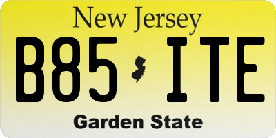 NJ license plate B85ITE