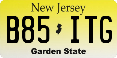 NJ license plate B85ITG
