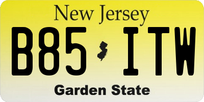 NJ license plate B85ITW