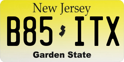 NJ license plate B85ITX