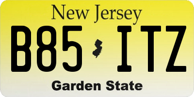 NJ license plate B85ITZ