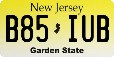 NJ license plate B85IUB