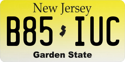 NJ license plate B85IUC