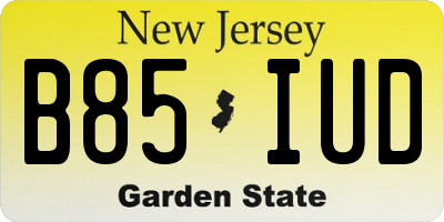 NJ license plate B85IUD