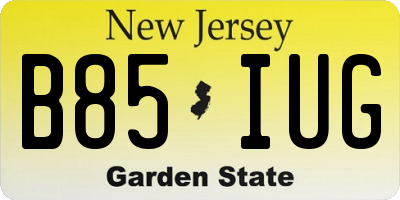 NJ license plate B85IUG