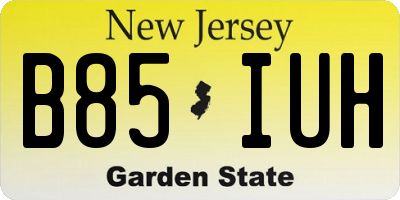 NJ license plate B85IUH