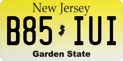 NJ license plate B85IUI