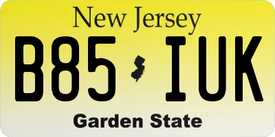 NJ license plate B85IUK