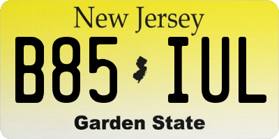 NJ license plate B85IUL