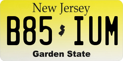 NJ license plate B85IUM