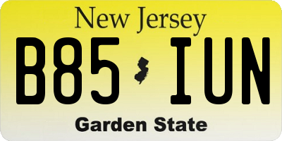 NJ license plate B85IUN