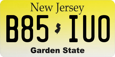 NJ license plate B85IUO