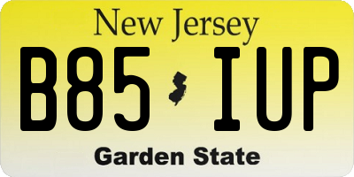 NJ license plate B85IUP