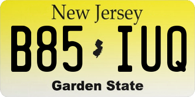 NJ license plate B85IUQ