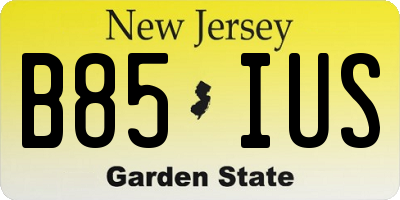 NJ license plate B85IUS