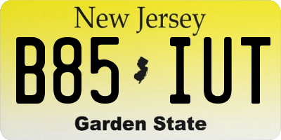 NJ license plate B85IUT