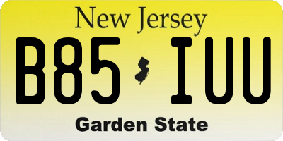 NJ license plate B85IUU