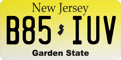 NJ license plate B85IUV