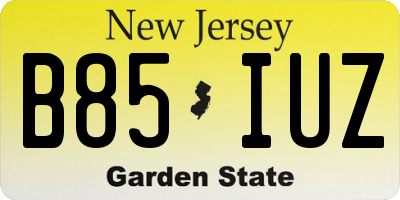 NJ license plate B85IUZ