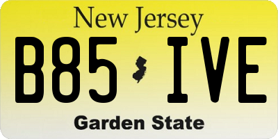 NJ license plate B85IVE