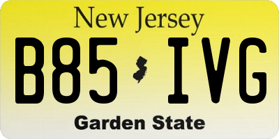 NJ license plate B85IVG