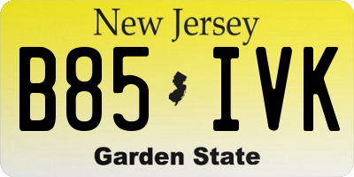 NJ license plate B85IVK