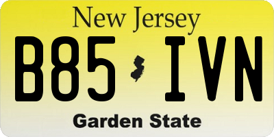 NJ license plate B85IVN