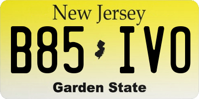 NJ license plate B85IVO