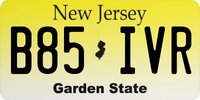 NJ license plate B85IVR