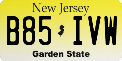 NJ license plate B85IVW