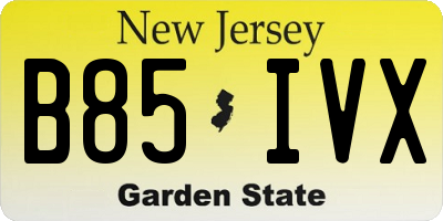 NJ license plate B85IVX