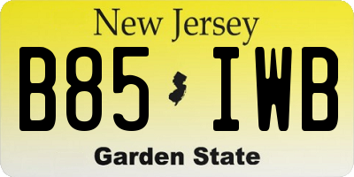 NJ license plate B85IWB
