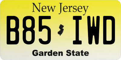 NJ license plate B85IWD