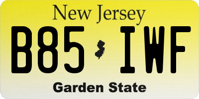 NJ license plate B85IWF