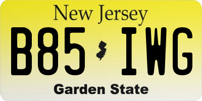 NJ license plate B85IWG