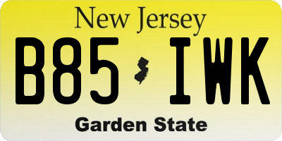 NJ license plate B85IWK