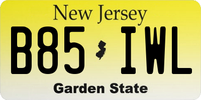 NJ license plate B85IWL