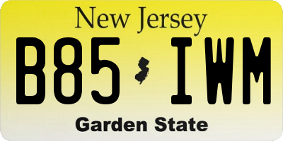 NJ license plate B85IWM
