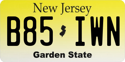 NJ license plate B85IWN